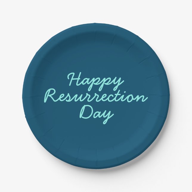 Happy Resurrection Day in Blue Paper Plates (Front)