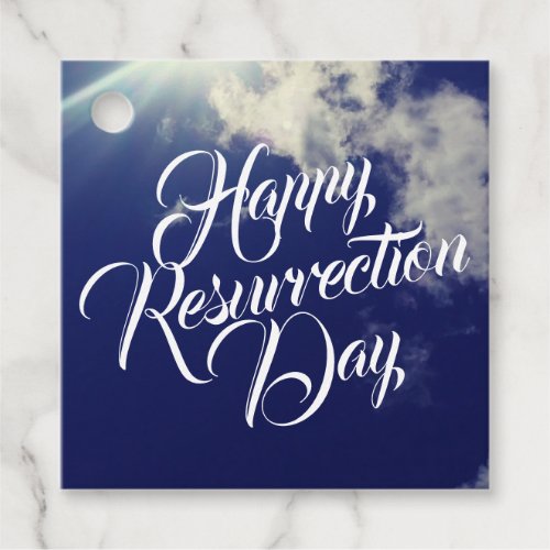 Happy Resurrection Day with Clouds Favor Tags