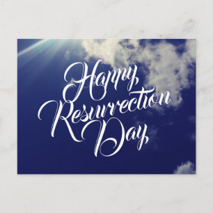 Happy Resurrection Day with Clouds Postcard