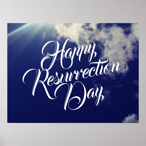 Happy Resurrection Day with Clouds Poster
