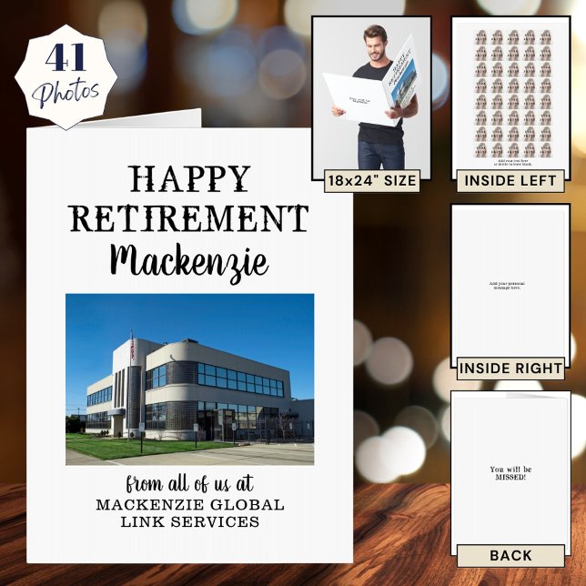 Happy Retirement 40 Coworker Photo Collage Card (Creator Uploaded)