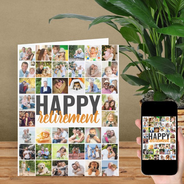 Happy Retirement 40 Pic Photo Collage Personalized Card (Creator Uploaded)