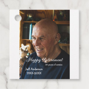 Happy retirement add name photo years of service r favor tags