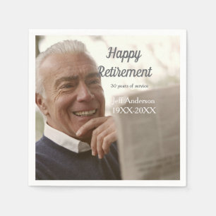 Happy retirement add name photo years of service r napkins