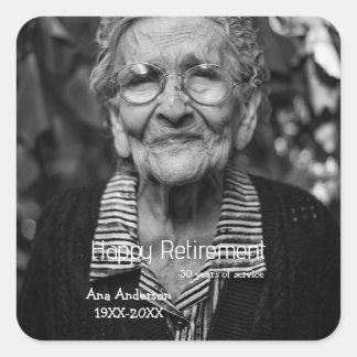 Happy retirement add name photo years of service r square sticker
