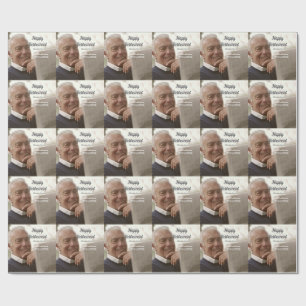 Happy retirement add name photo years of service r wrapping paper