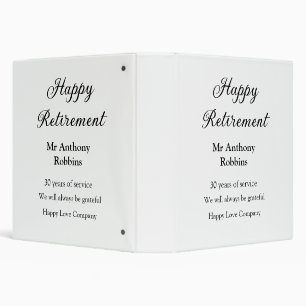 Happy retirement add name years of service retired 3 ring binder