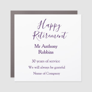 Happy retirement add name years of service retired car magnet