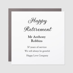 Happy retirement add name years of service retired car magnet