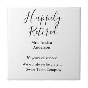 Happy retirement add name years of service retired ceramic tile