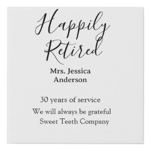Happy retirement add name years of service retired faux canvas print