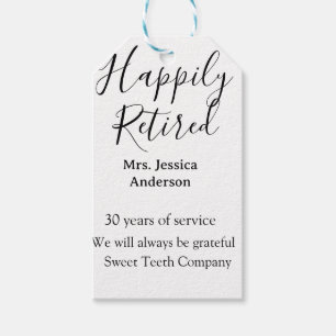 Happy retirement add name years of service retired gift tags