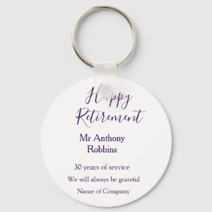 Happy retirement add name years of service retired keychain