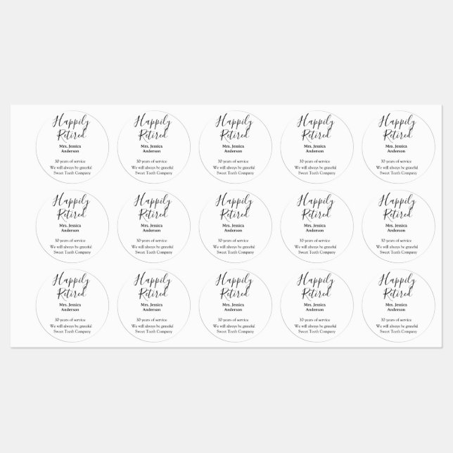 Happy retirement add name years of service retired labels (Sheet)