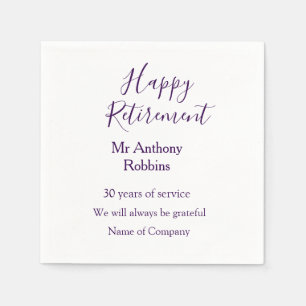 Happy retirement add name years of service retired napkins
