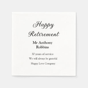 Happy retirement add name years of service retired napkins