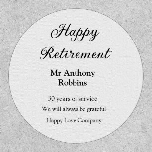 Happy retirement add name years of service retired patch