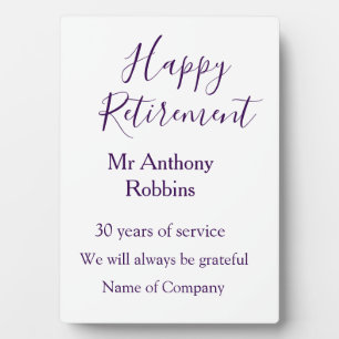 Happy retirement add name years of service retired plaque