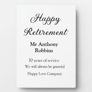 Happy retirement add name years of service retired plaque