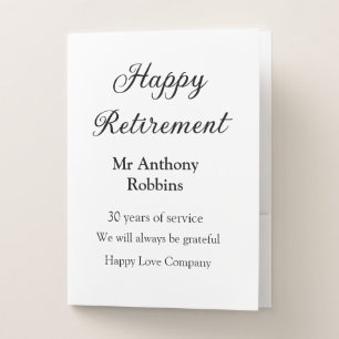Happy retirement add name years of service retired pocket folder