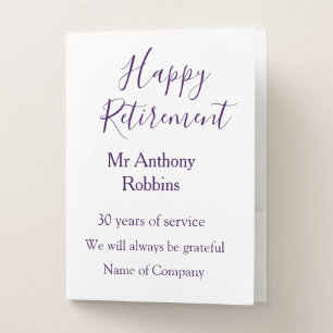 Happy retirement add name years of service retired pocket folder