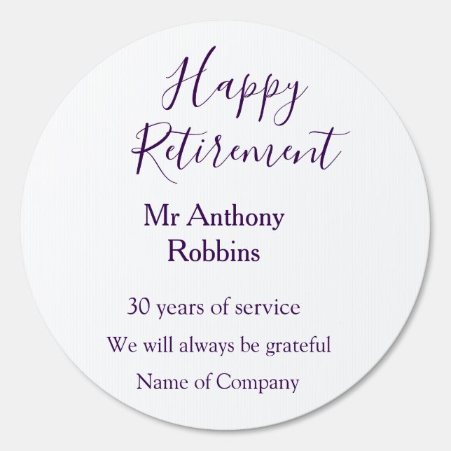 Happy retirement add name years of service retired sign (Front)