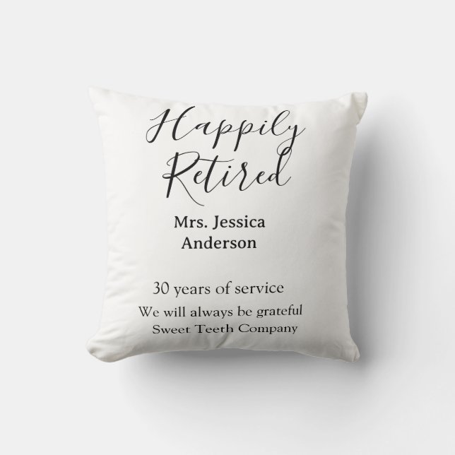 Happy retirement add name years of service retired throw pillow (Front)