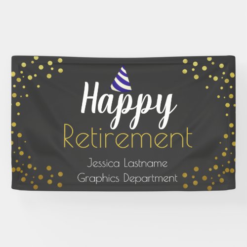 Happy Retirement All Text Party Confetti Banner