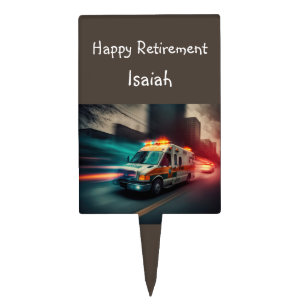 Happy Retirement Ambulance EMT Paramedic Custom Cake Topper