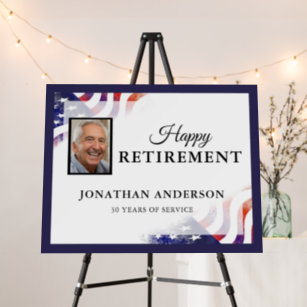 Happy Retirement American Flag Photo Foam Board