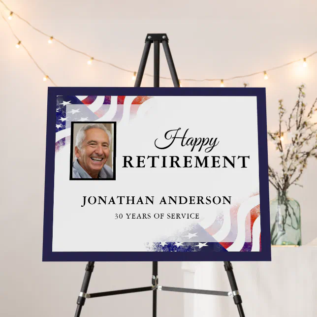 Happy Retirement American Flag Photo Foam Board (In Situ (Stand))