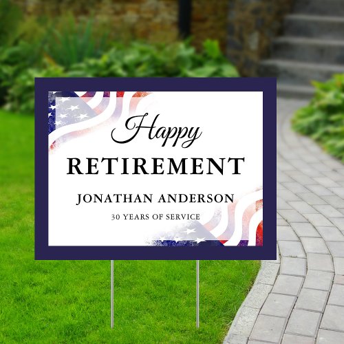 Happy Retirement American Flag Photo Yard Sign Happy Retirement American Flag Photo Yard Sign