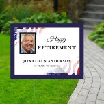 Happy Retirement American Flag Photo Yard Sign