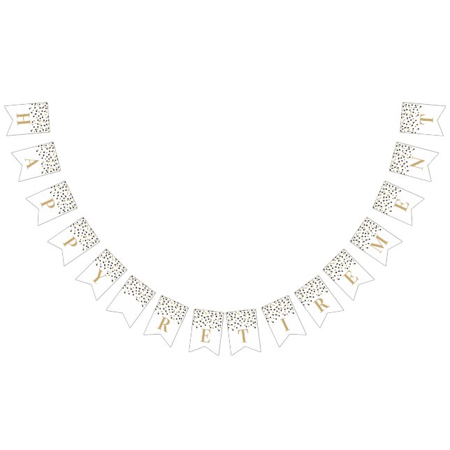 Happy Retirement Banner Gold Black Confetti (All)