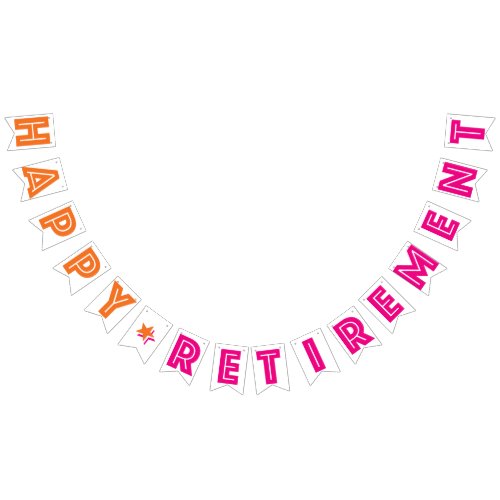 HAPPY RETIREMENT BANNER Orange And Hot Pink Color Bunting Flags