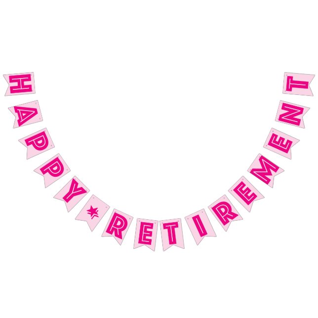 HAPPY RETIREMENT BANNER, Pink Color Bunting Flags (All)
