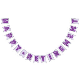 HAPPY RETIREMENT BANNER, Purple Color Bunting Flags