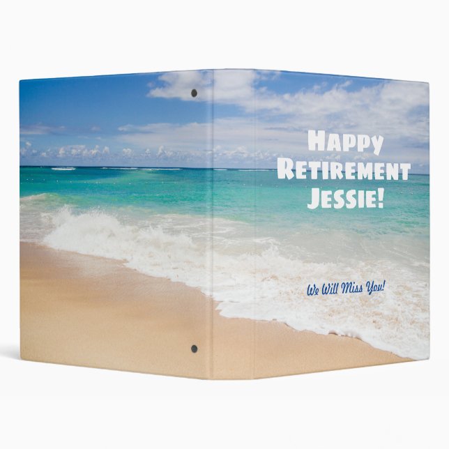 Happy Retirement Beach Photo Scrapbook 3 Ring Binder (Background)