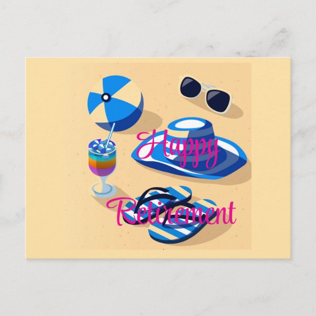 Happy Retirement Beach Postcard (Front)
