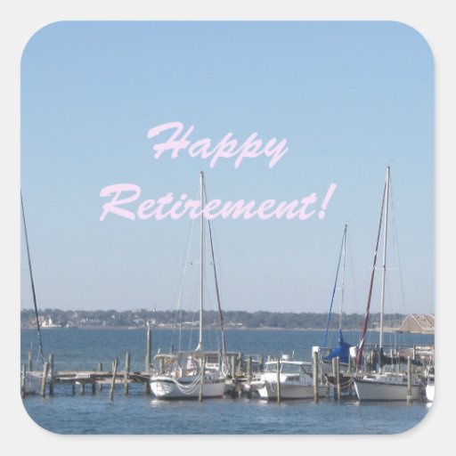 Happy Retirement beach sail boats palm trees Square Sticker