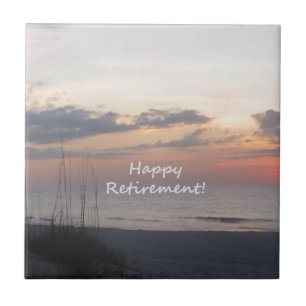 Happy Retirement Beach sunset Ceramic Tile