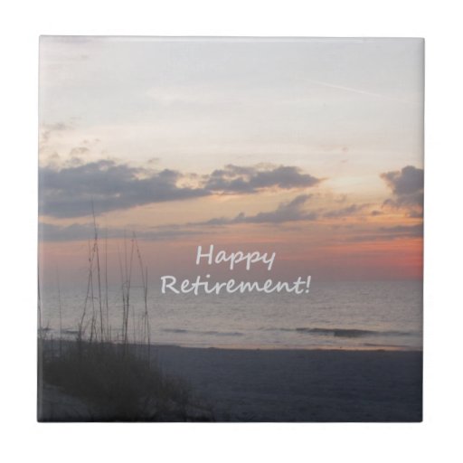 Happy Retirement Beach sunset Ceramic Tile | Zazzle