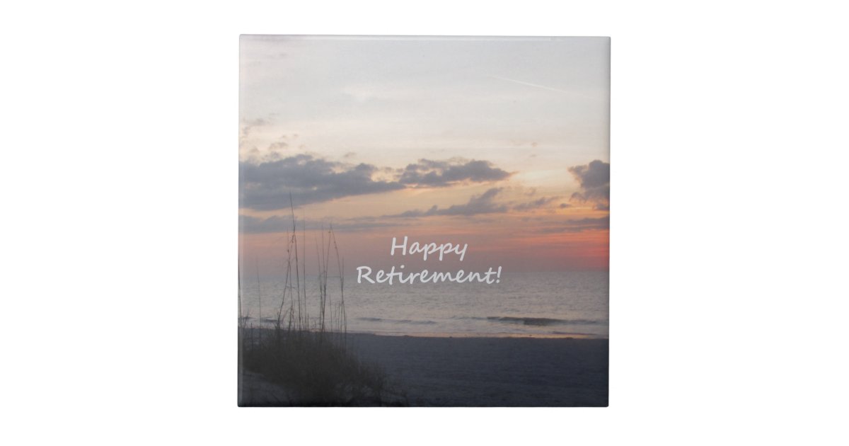 Happy Retirement Beach sunset Ceramic Tile | Zazzle