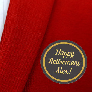 Happy Retirement Black and Gold Classic Round Sticker