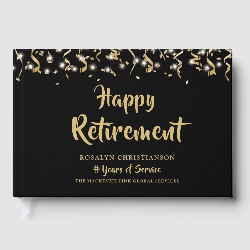 Happy Retirement Black Gold Confetti Streamers