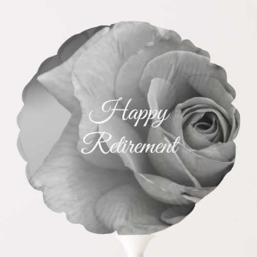Happy Retirement Black  White Rose Balloon