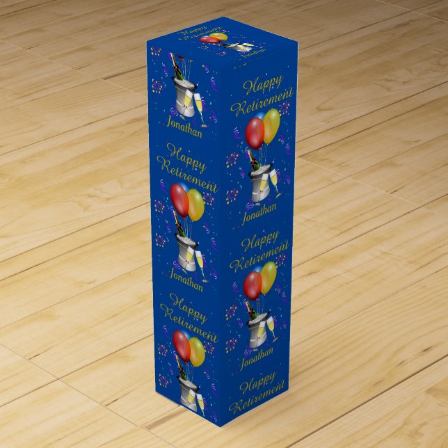 Happy Retirement Blue Celebration Sparkling  Wine Box (Front)