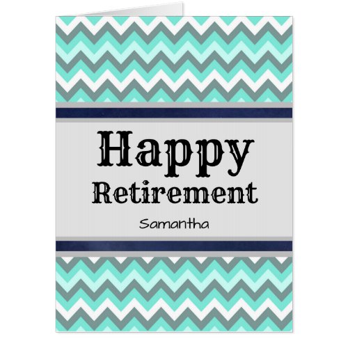 Happy Retirement Blue Chevron Card