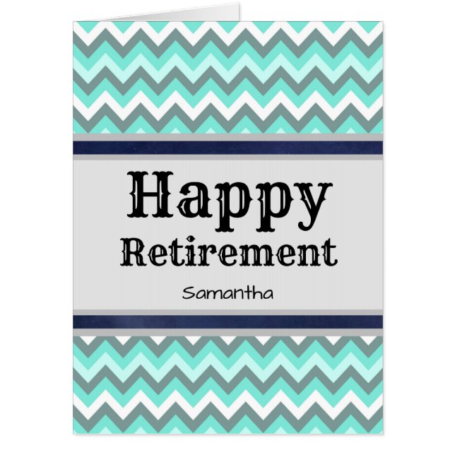 Happy Retirement Blue Chevron Card (Front)