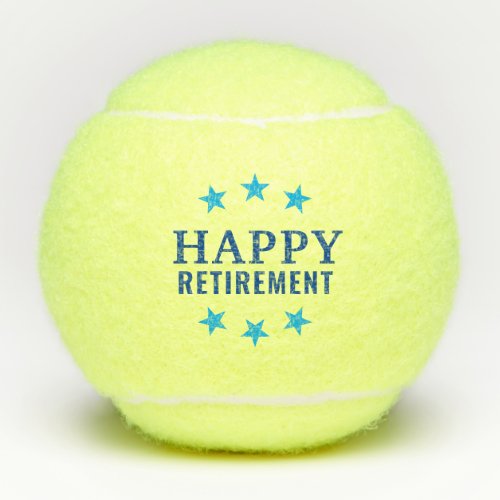 Happy Retirement Blue Star Tennis Balls